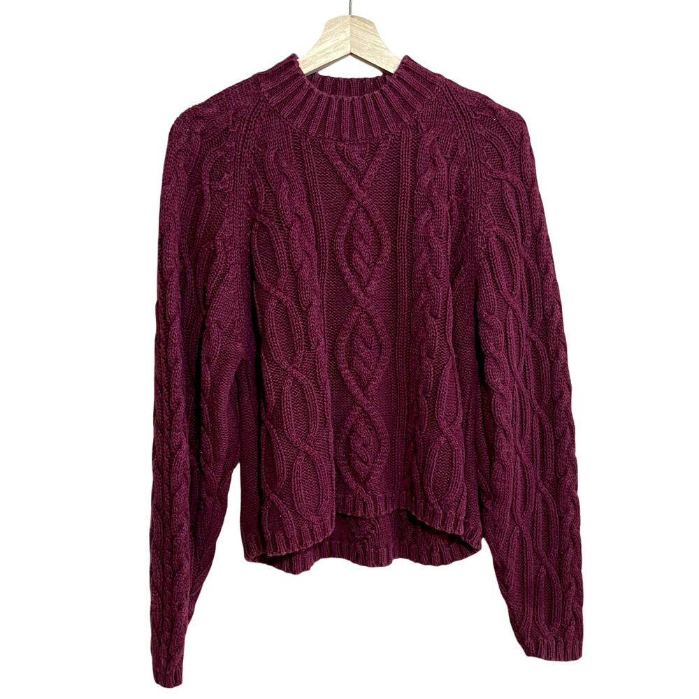 Gallagher ramie cotton blend cable knit pink pullover sweater women'sโ size XL